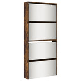 VidaXL shoe cabinet with mirror 4-layer 63x17x134 cm smoked oak