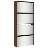 Armoire à chaussures Vidaxl avec miroir 4 couches 63x17x134 cm Couleur de chêne brun