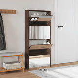 Armoire à chaussures Vidaxl avec miroir 4 couches 63x17x134 cm Couleur de chêne brun