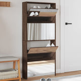 Armoire à chaussures Vidaxl avec miroir 4 couches 63x17x134 cm Couleur de chêne brun