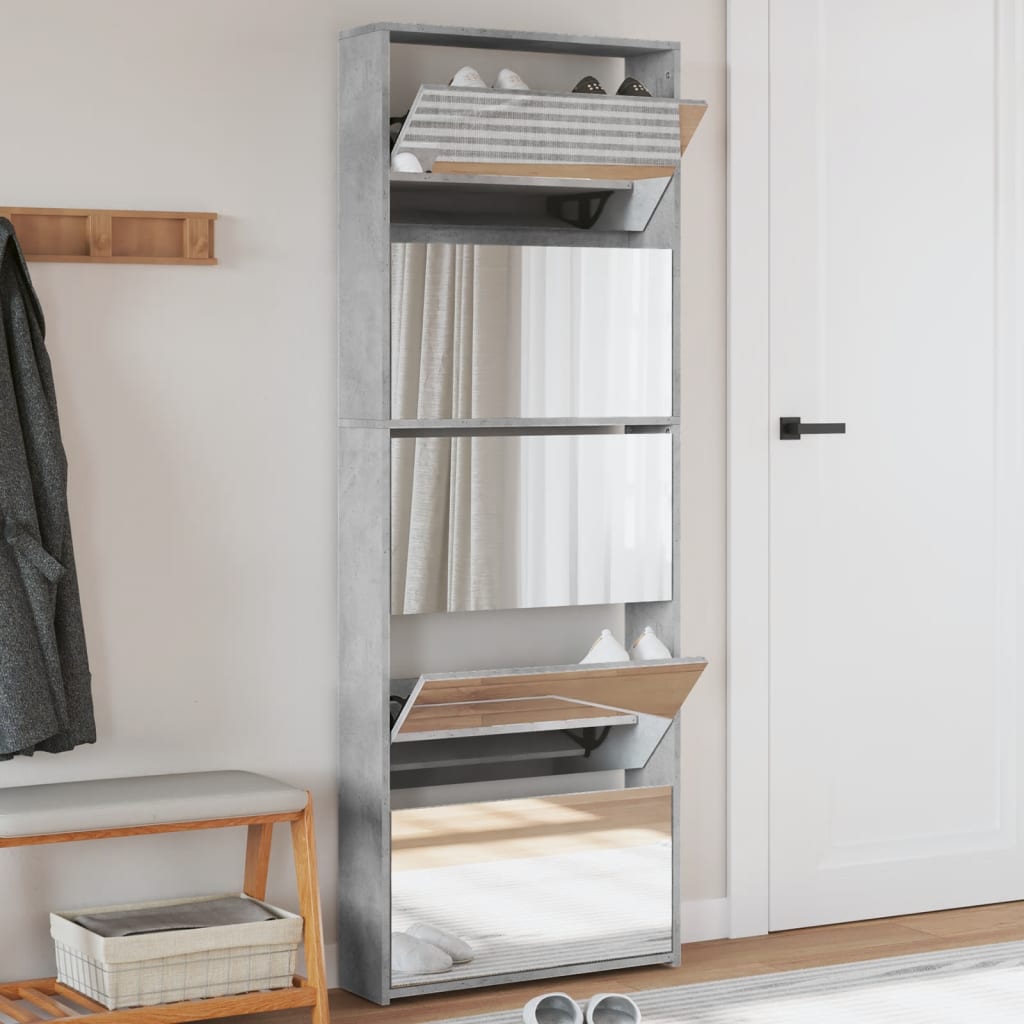 VidaXL shoe cabinet with mirror 5-layer 63x17x169.5 cm concrete price