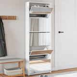 Armadio da scarpe Vidaxl con specchio a 5 strati 63x17x169,5 cm bianco lucido bianco
