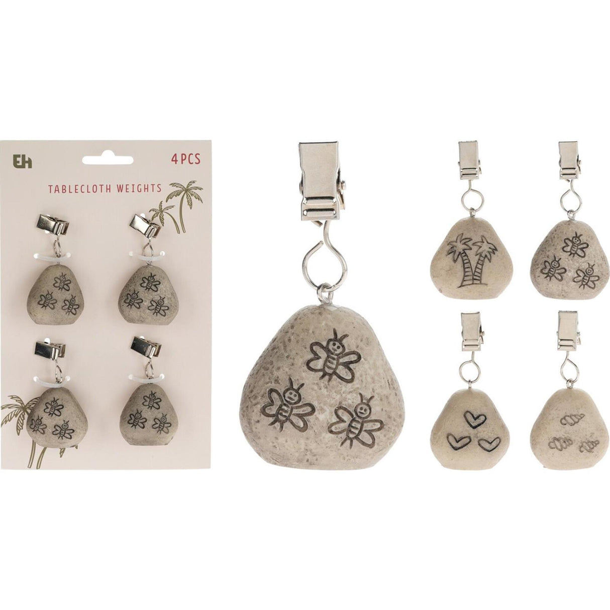Excellent houseware tafelkleedgewichten steen set a 4 stuks