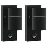 Vidaxl buiten wandlamp 2 pcs zwart 6,5 x 10,5 x 16 cm rvs en glas