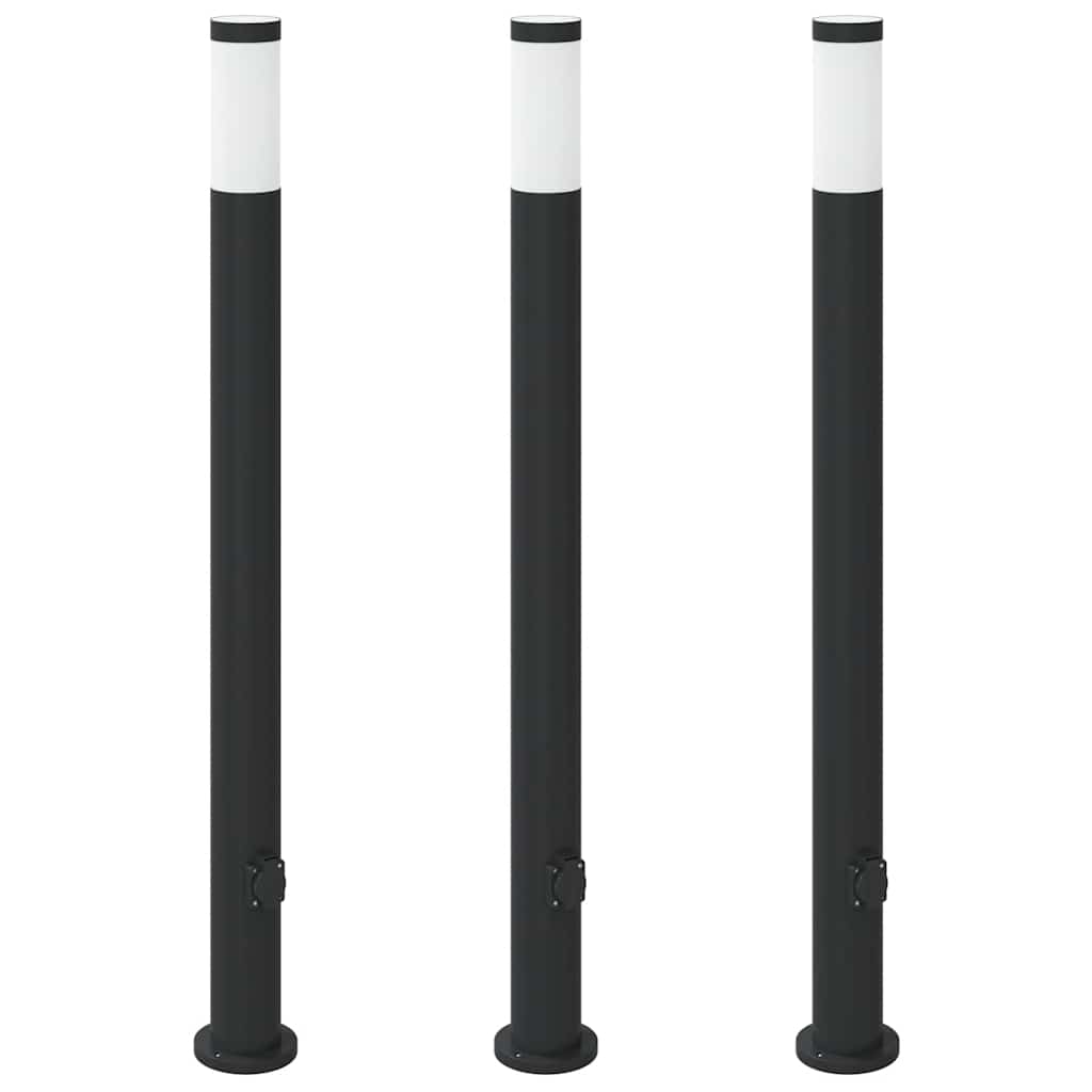 Vidaxx bolardo de iluminación con enchufe 3 piezas 110 cm acero inoxidable IP44