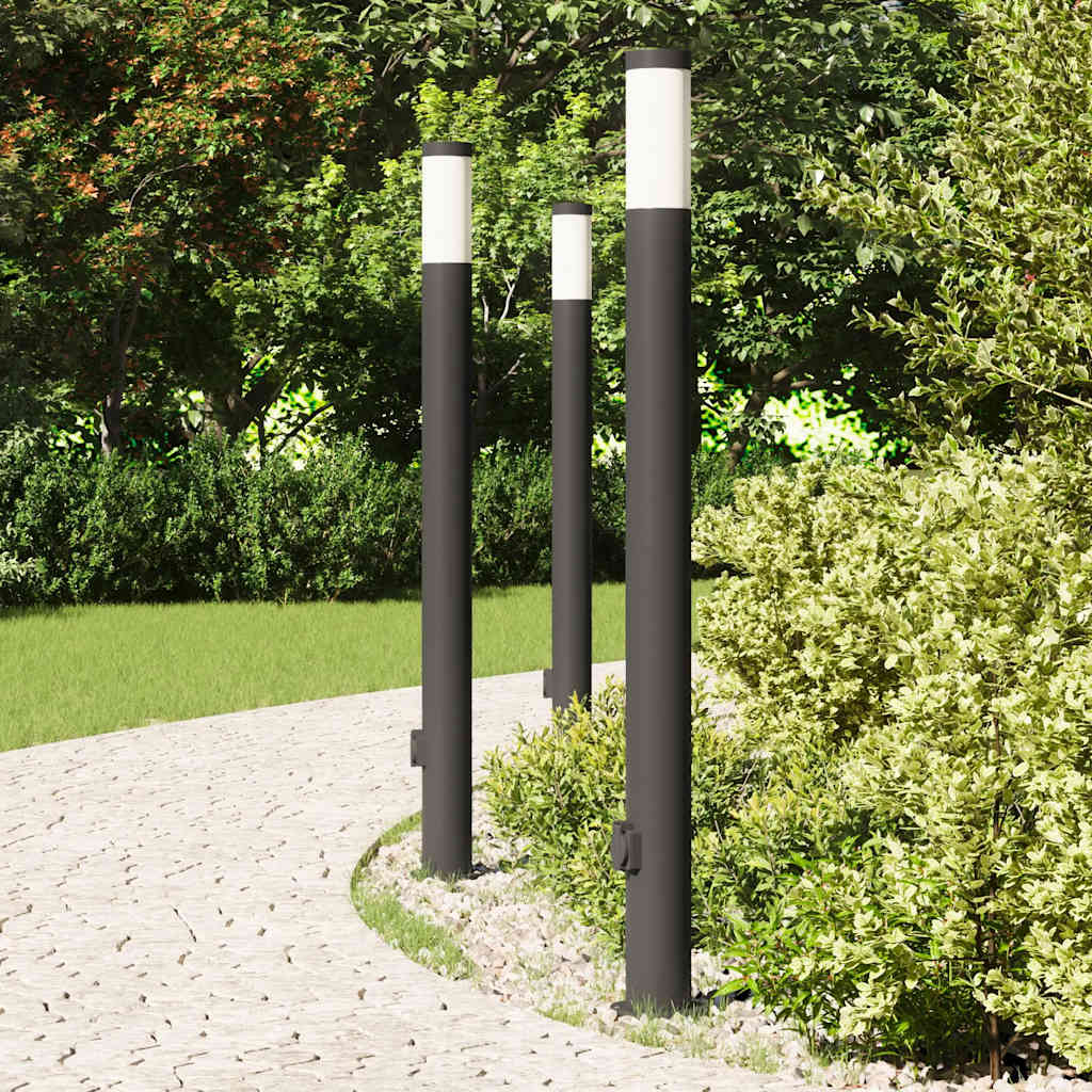 Vidaxx bolardo de iluminación con enchufe 3 piezas 110 cm acero inoxidable IP44