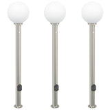 Vidaxx bolardo luminoso con sensor y casquillo 3 piezas 120 cm acero inoxidable IP44