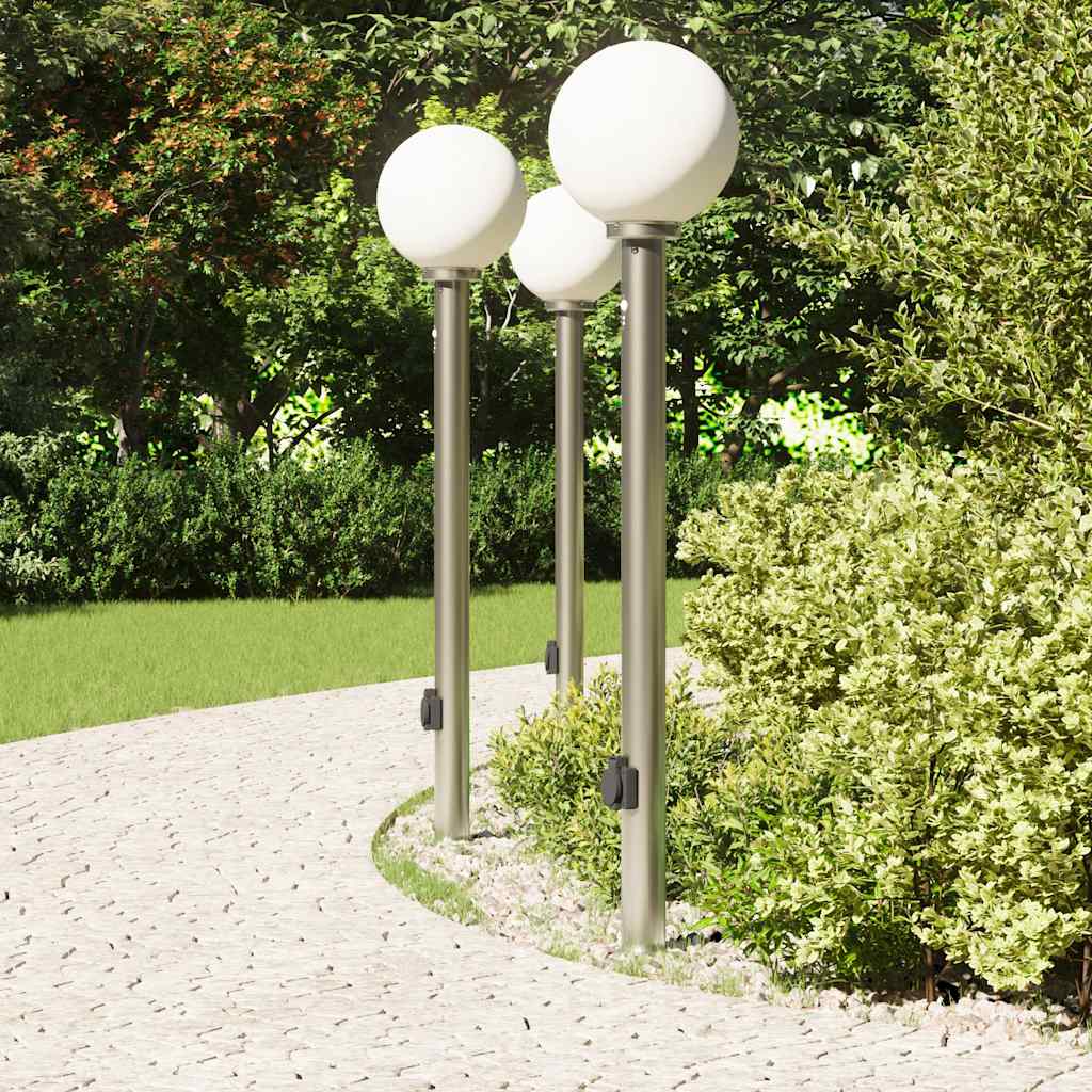 Vidaxx bolardo luminoso con sensor y casquillo 3 piezas 120 cm acero inoxidable IP44