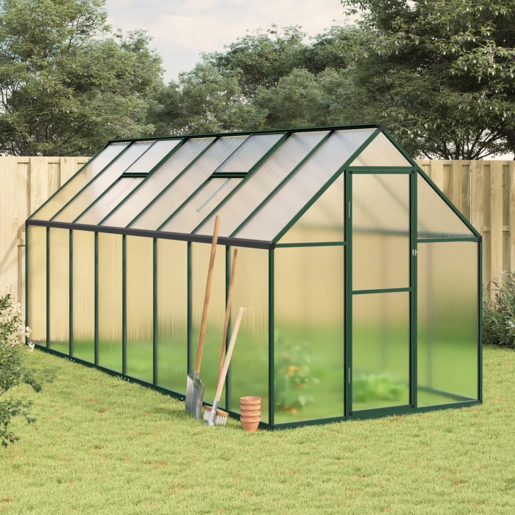 Vidaxl Tuinkas med grundlæggende ramme 445x169x195 cm aluminiumsgrøn