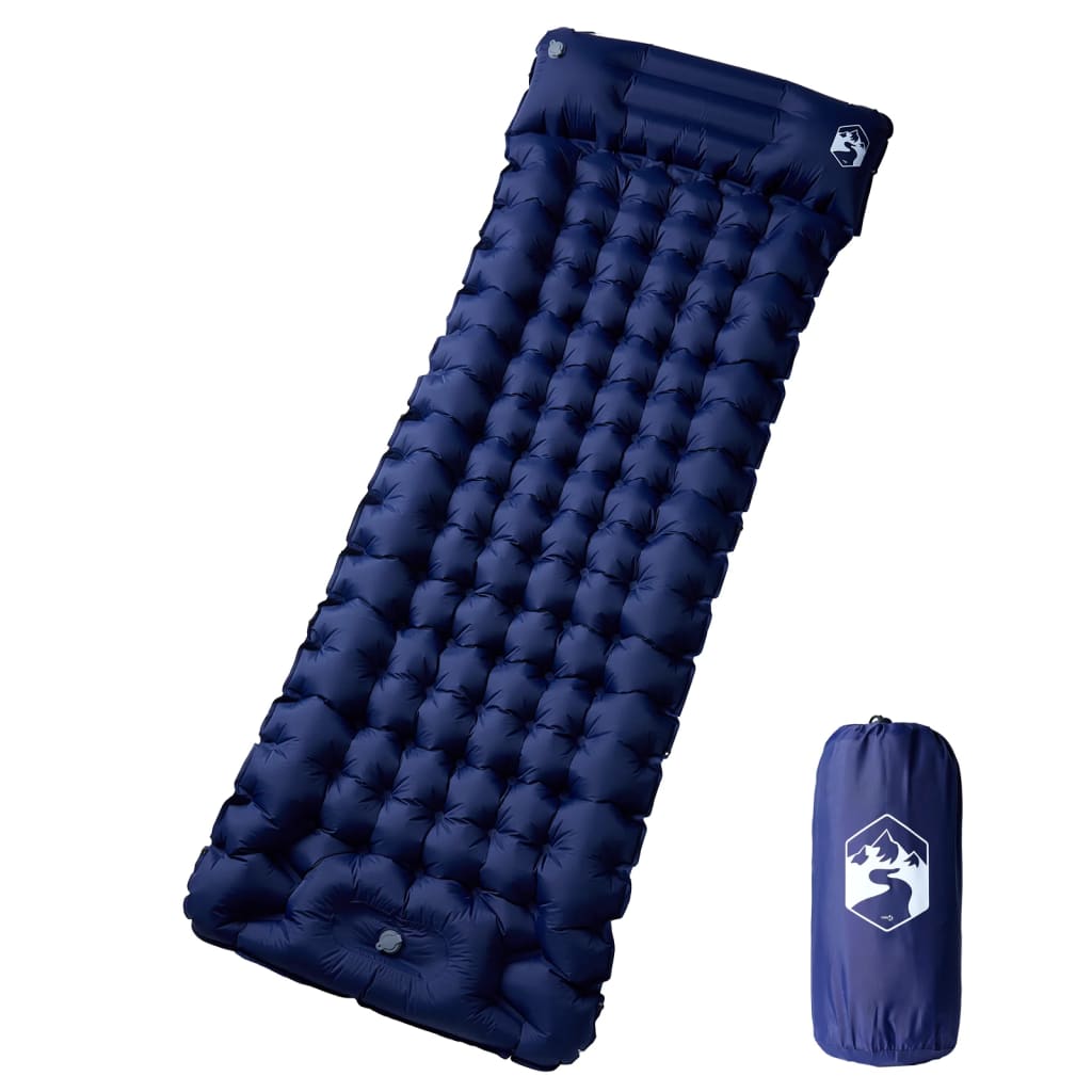 Materasso da campeggio Vidaxl con cuscino autoprodotta singola blu navy
