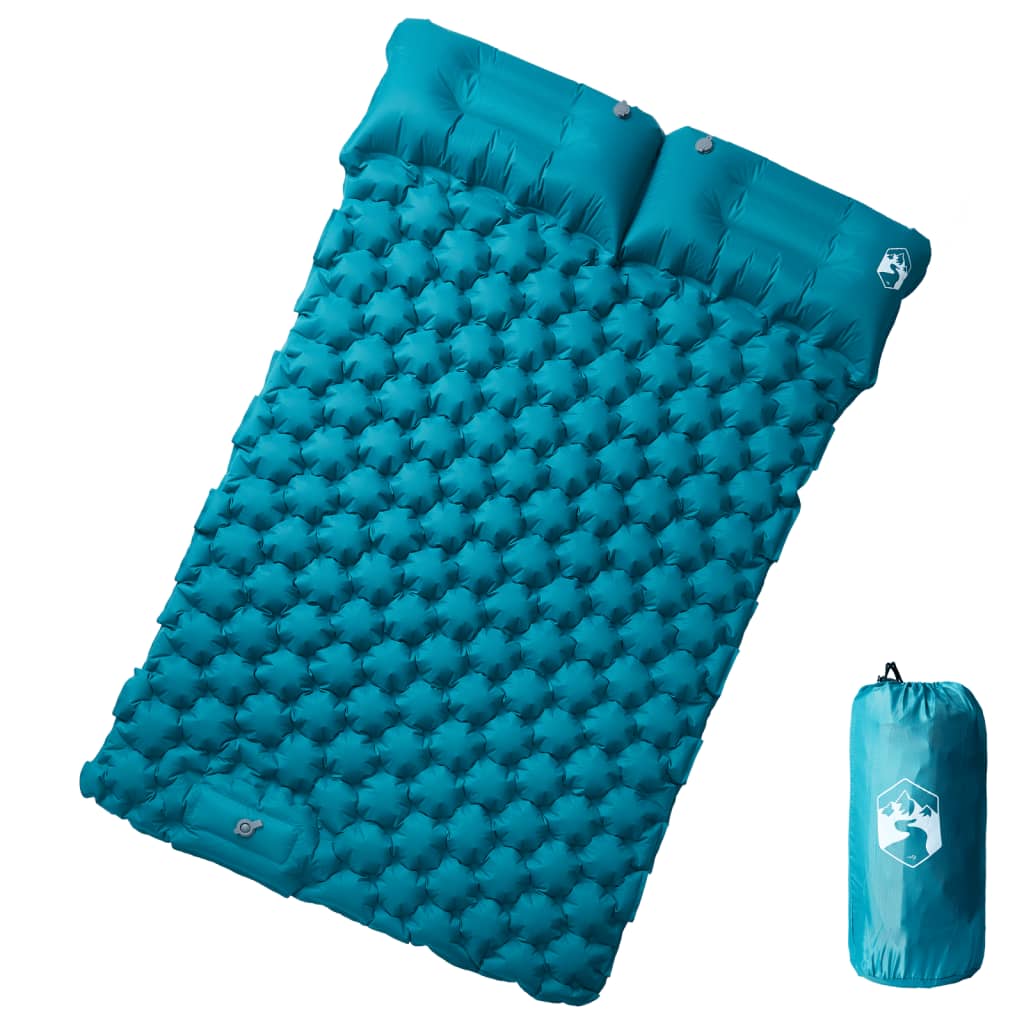Colchón de campamento de Vidaxl con almohadas a sí misma azul de 2 personas