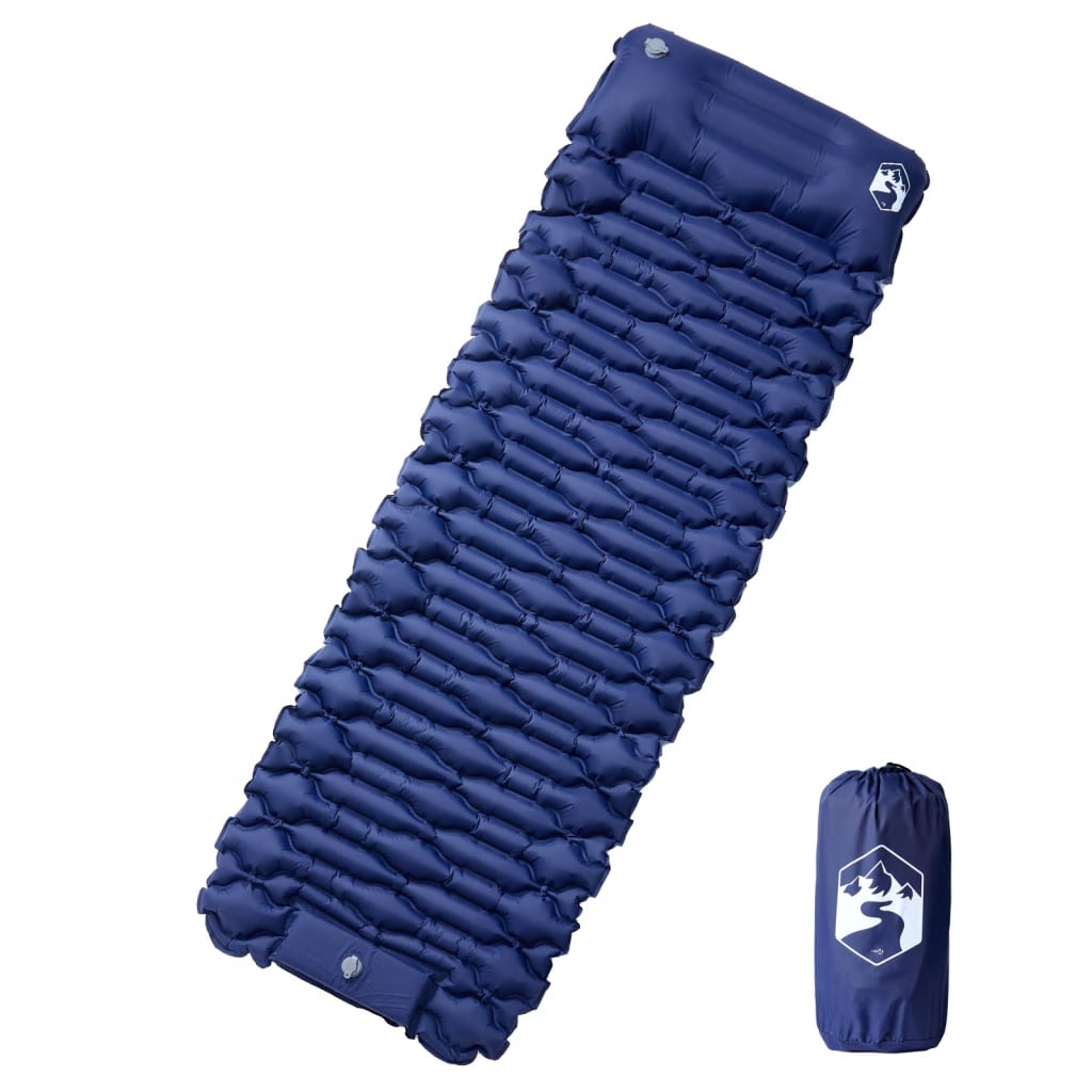 Vidaxl Camping Matratz mat Këssen Selbstbehalt Single Navy Blo