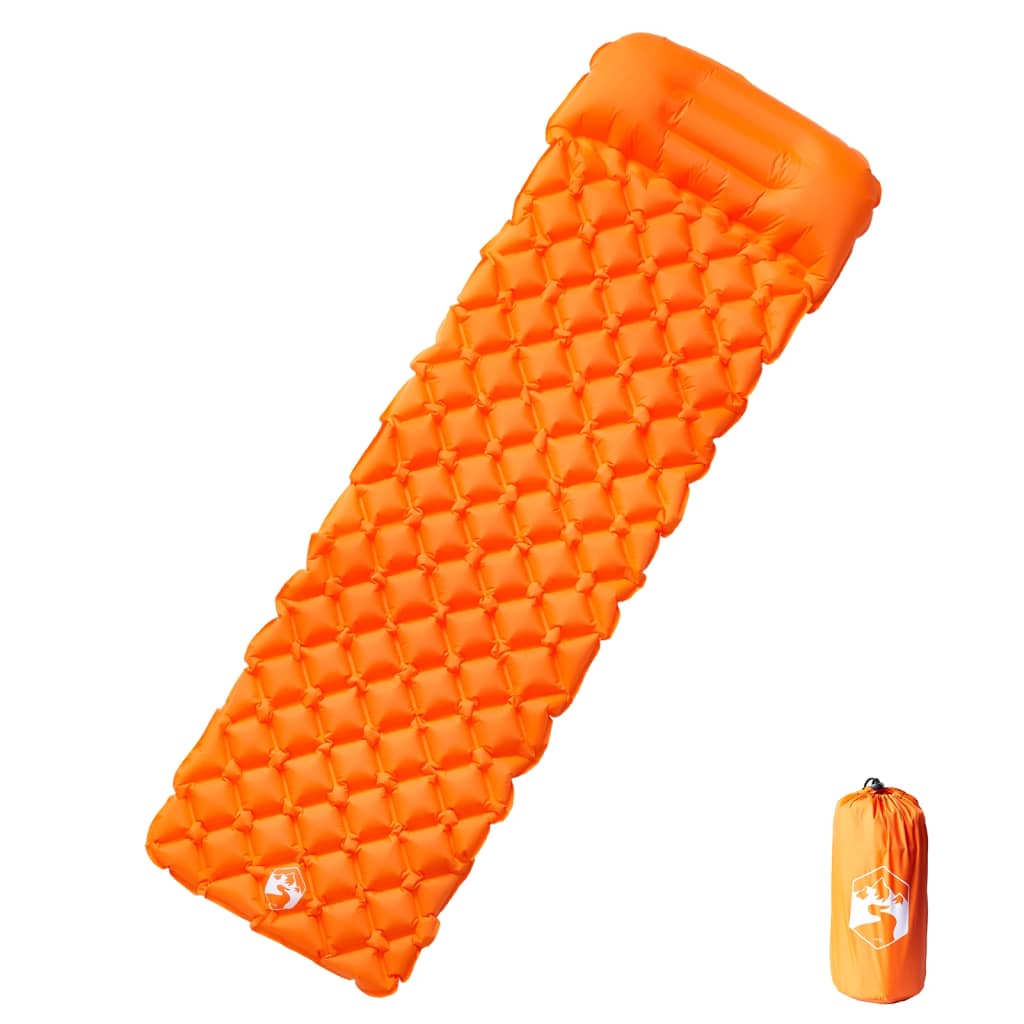 Colchón de campamento Vidaxl con una almohada de naranja inflable de 1 persona