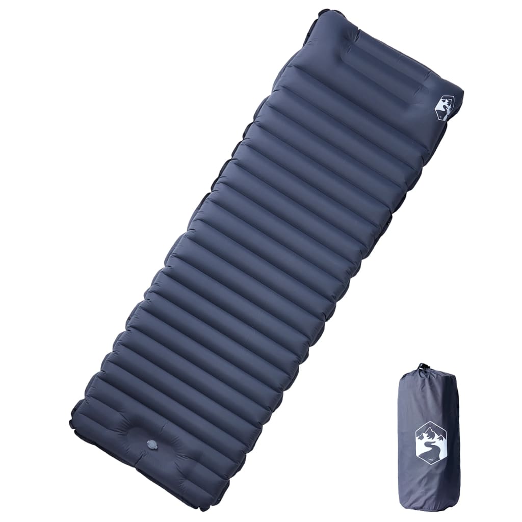 Colchón de campamento de Vidaxl con almohada que tiene un solo gris.