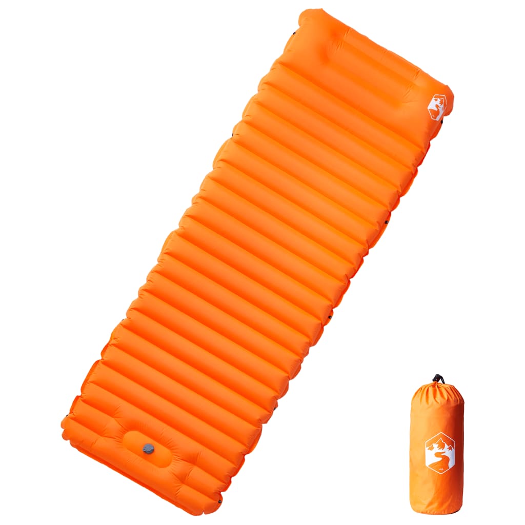Vidaxl Camping Matratz mat Këssen Selbstbehälter Single Orange