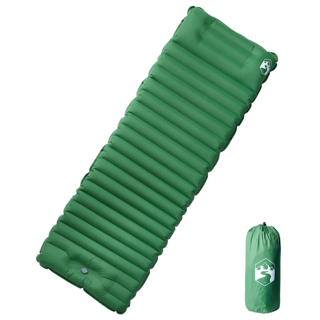 Vidaxl Camping mattress with pillow self-upcoming 1-person greenery