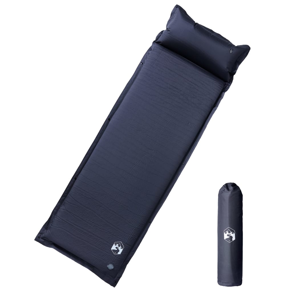 Colchón de campamento de Vidaxl con almohada que tiene un solo gris.