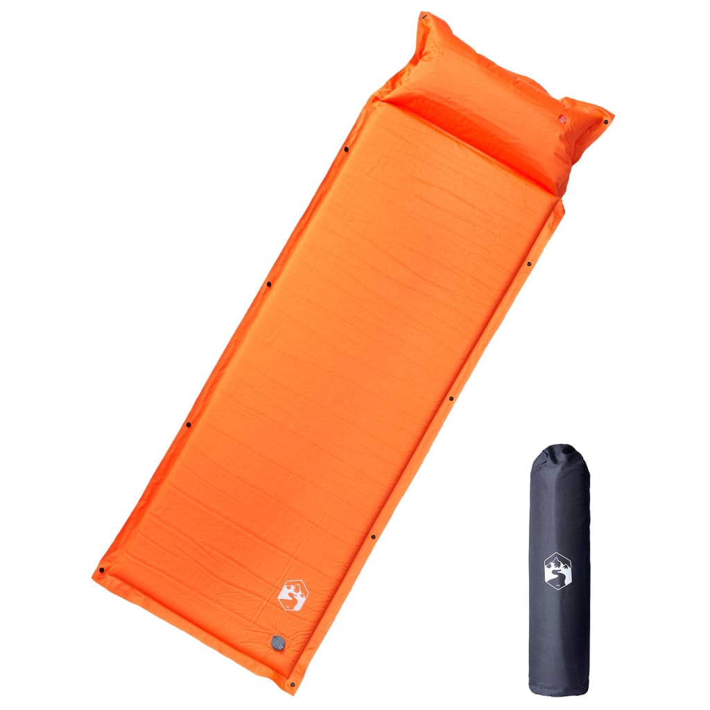 Vidaxl Camping Matratz mat Këssen Selbstbehälter Single Orange