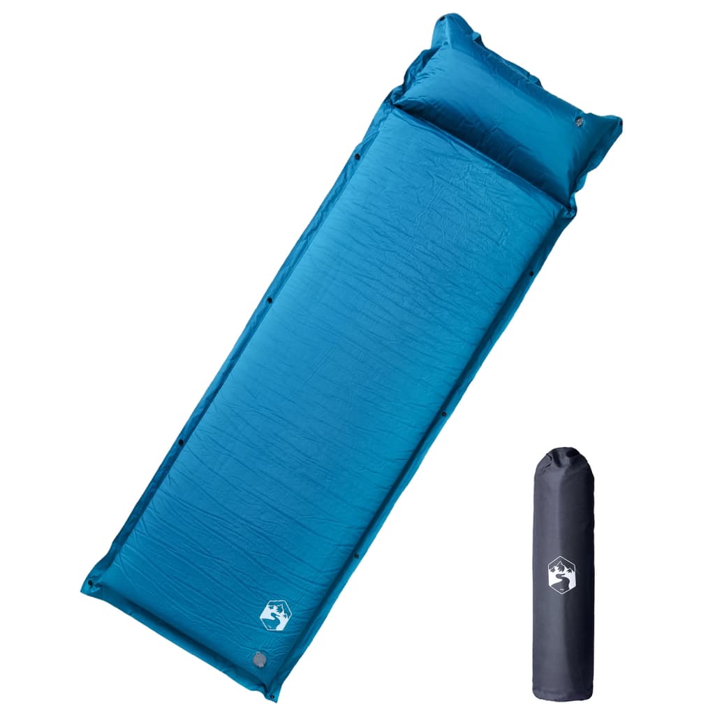 Colchón de campamento Vidaxl con almohada autoclovable de 1 persona turquesa