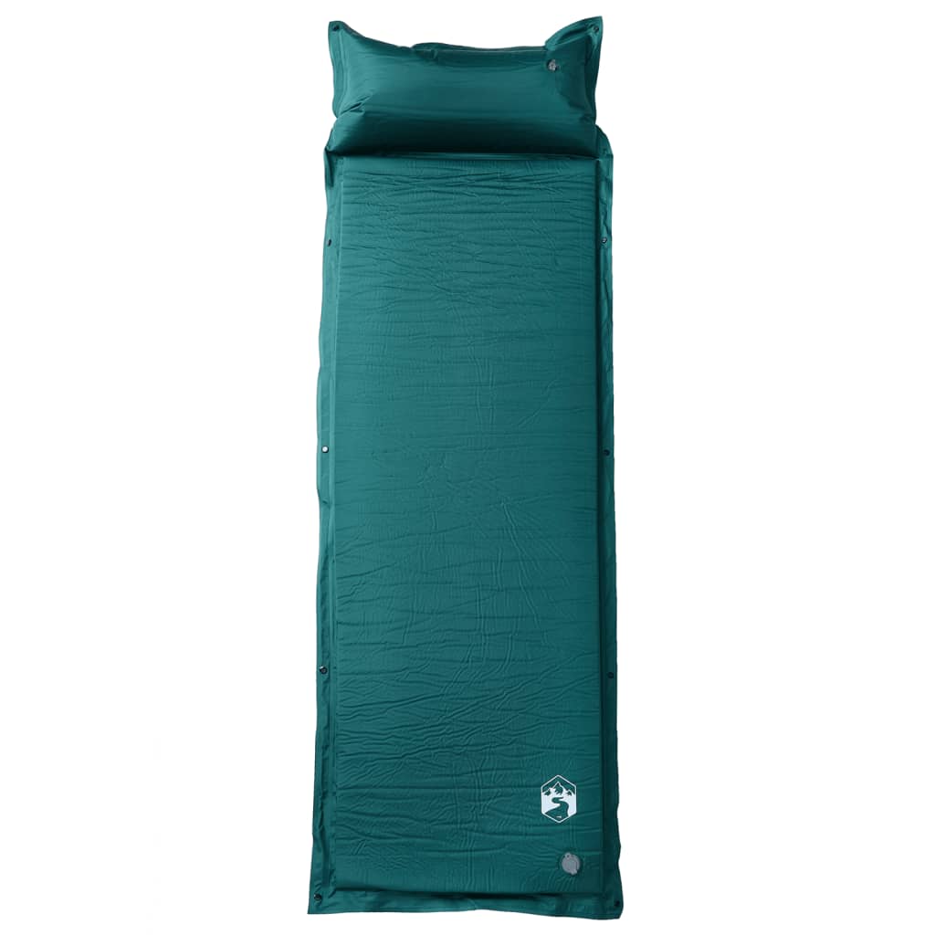 Vidaxl Camping mattress with pillow self-upcoming 1-person greenery