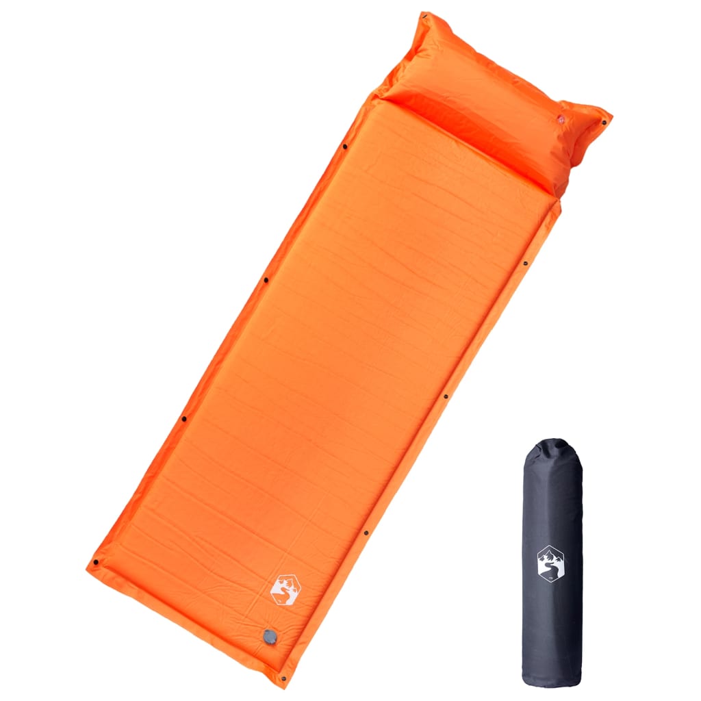 Vidaxl Camping Matratz mat Këssen Selbstbehälter Single Orange