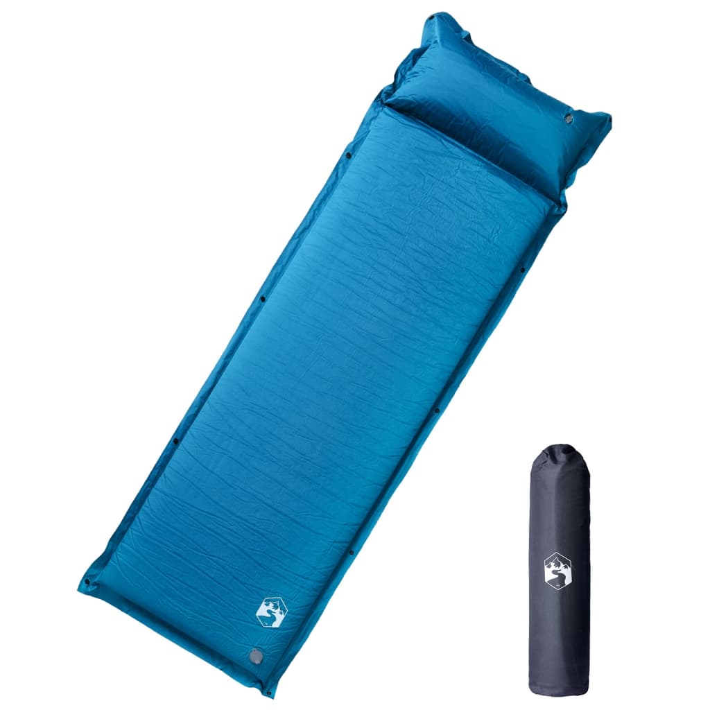 Colchón de campamento Vidaxl con almohada autoclovable de 1 persona turquesa