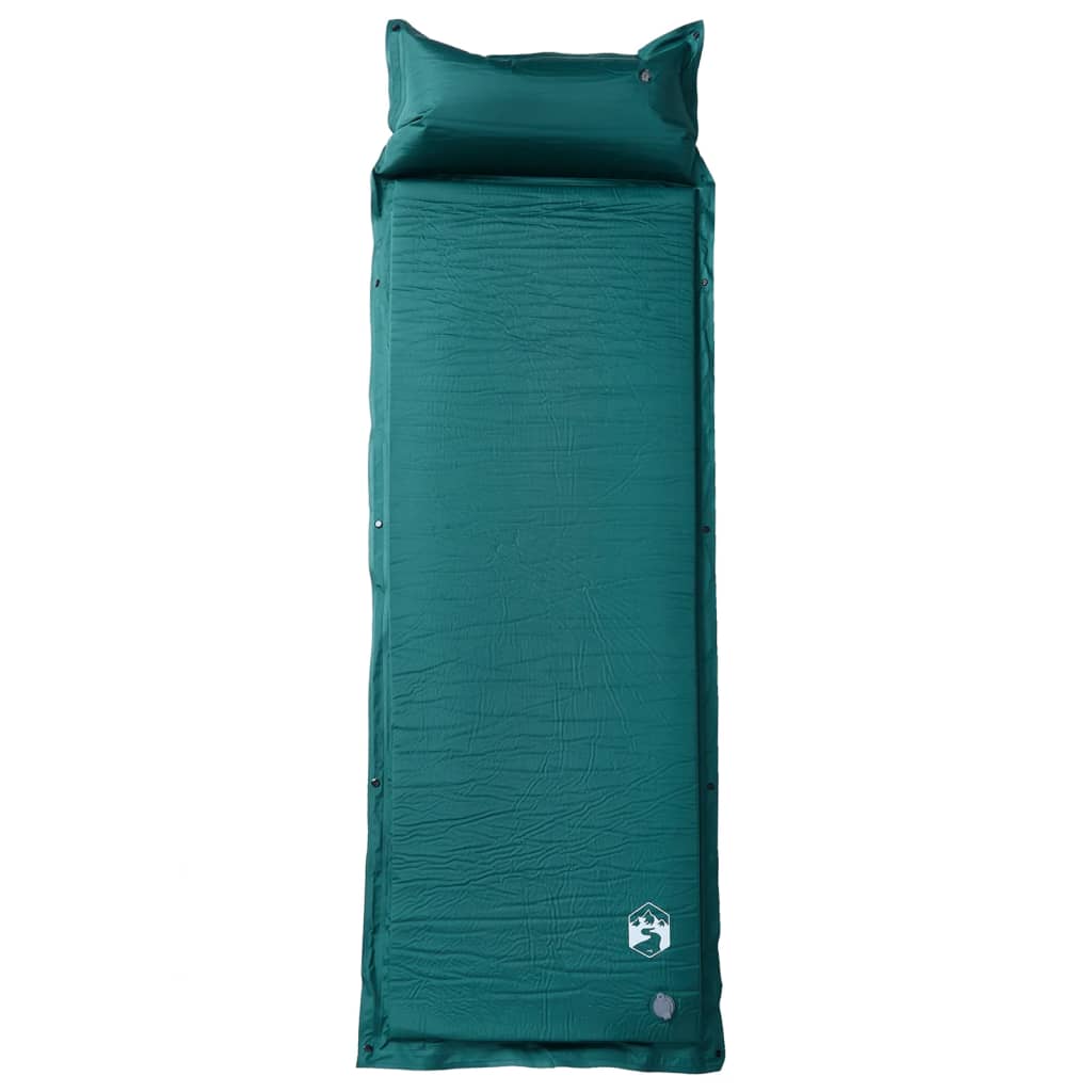 Vidaxl Camping mattress with pillow self-upcoming 1-person greenery