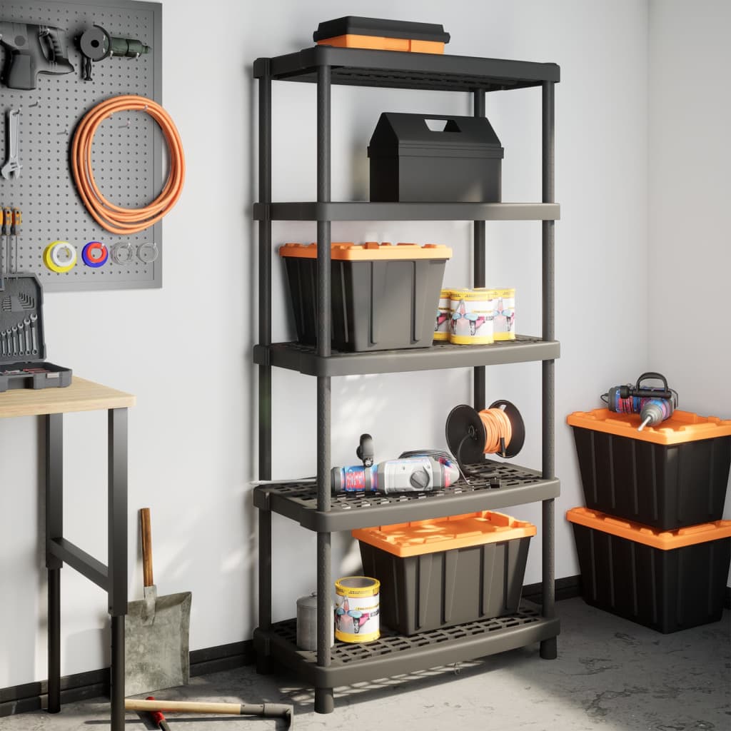 Vidaxl storage rack 5-layer 93.5x45.5x194.5 cm Polypropene black
