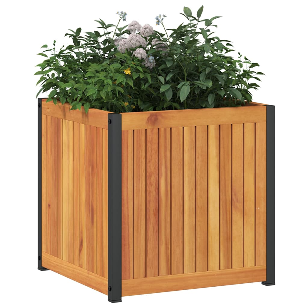 VIDAXL -Planungsbox 45x45x44 cm Festes Akazienholz und Stahl