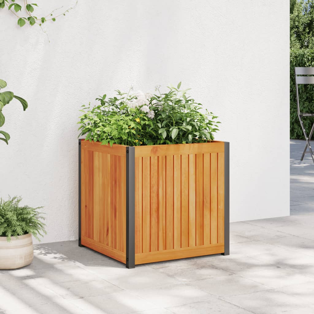 VIDAXL -Planungsbox 45x45x44 cm Festes Akazienholz und Stahl