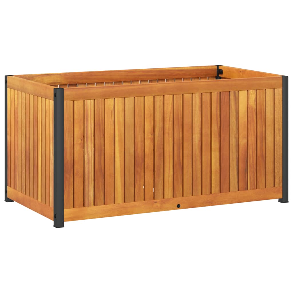 Vidaxl Načrtovanje škatle 85x45x44 cm Trden akacia les in jeklo