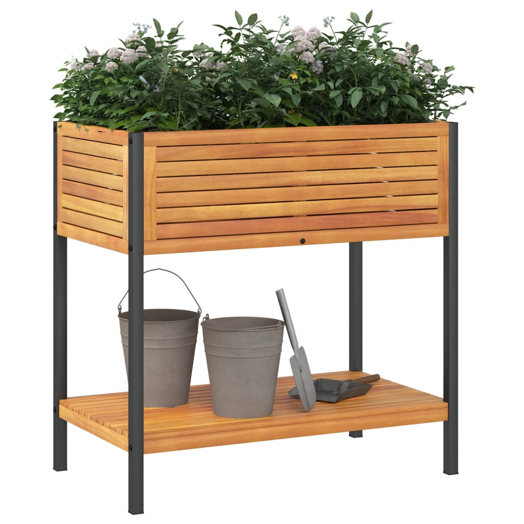 Vidaxl sadilnik s polico 80x45x80 cm trden akacia lesa in jeklo