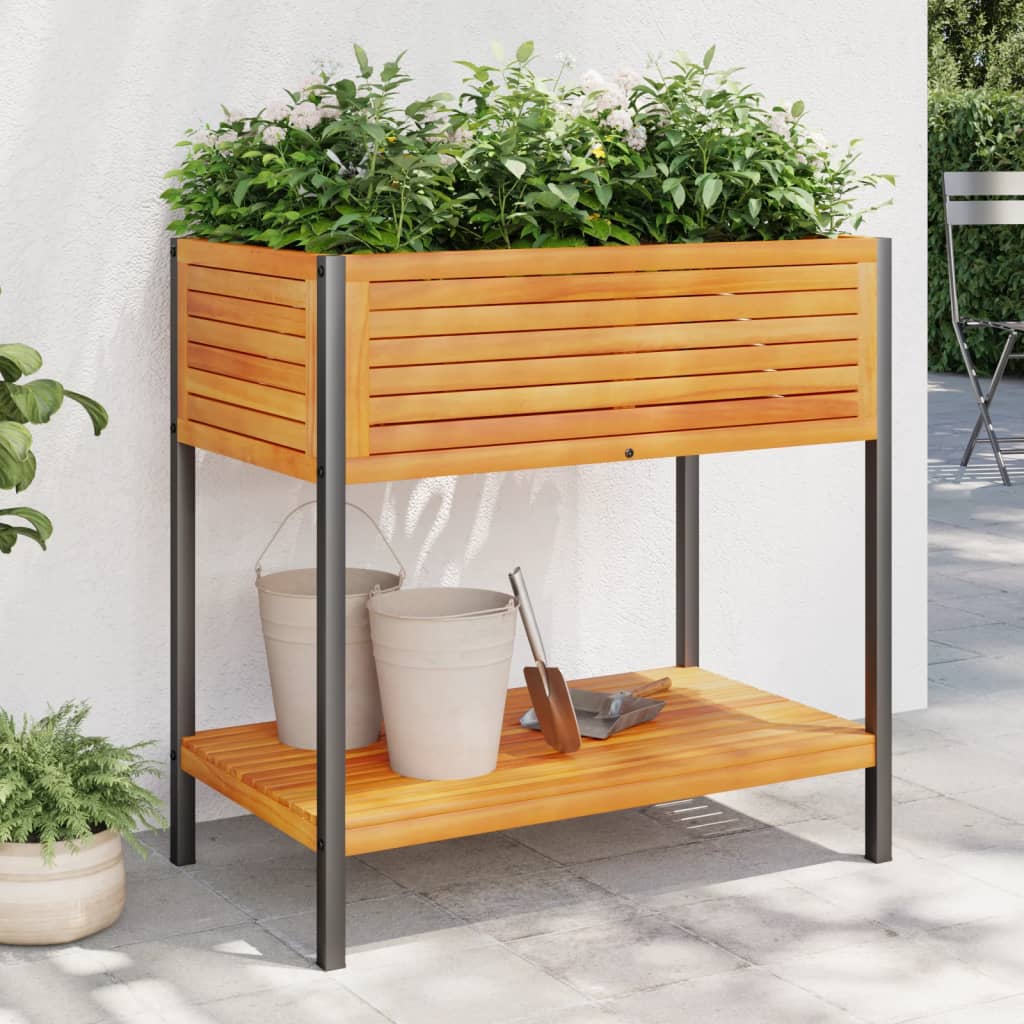 Vidaxl sadilnik s polico 80x45x80 cm trden akacia lesa in jeklo