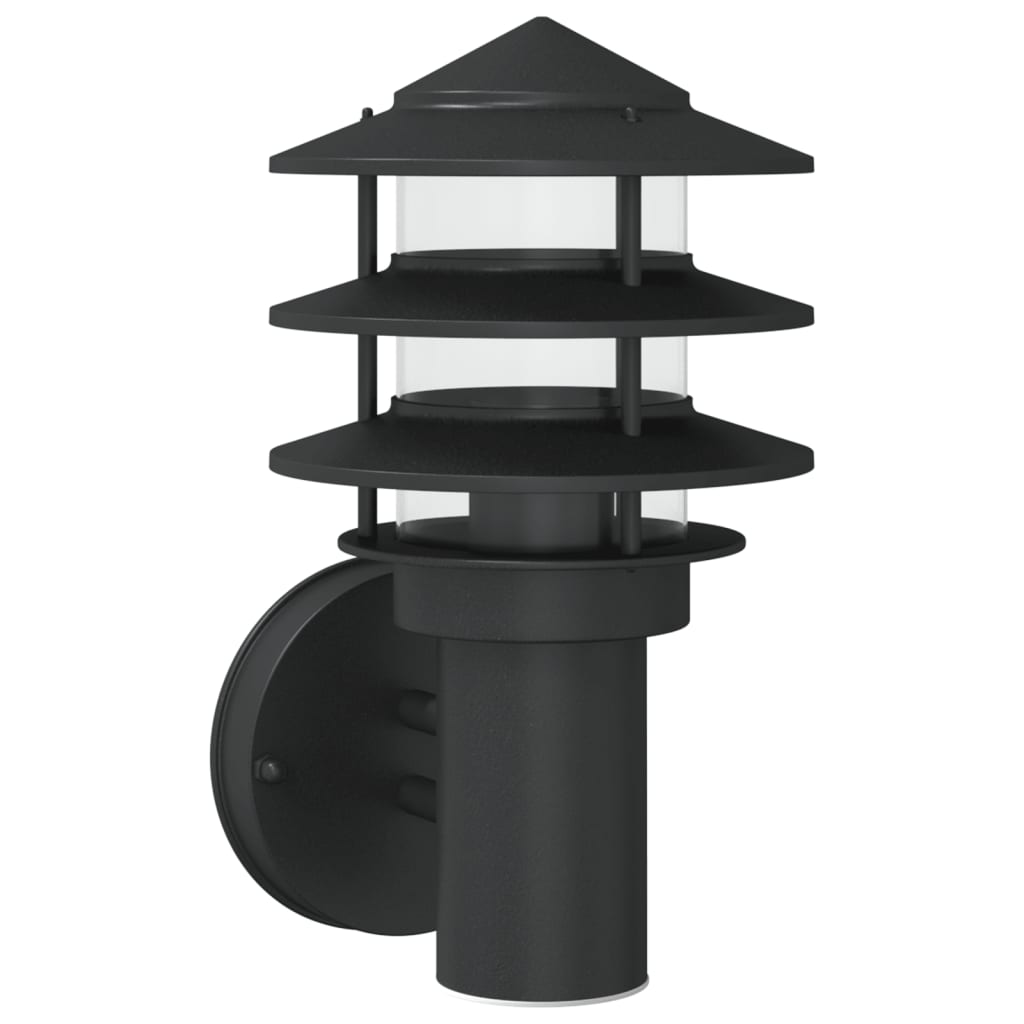 Vidaxl zewnętrzna lampa ścienna ze stali nierdzewnej czarna