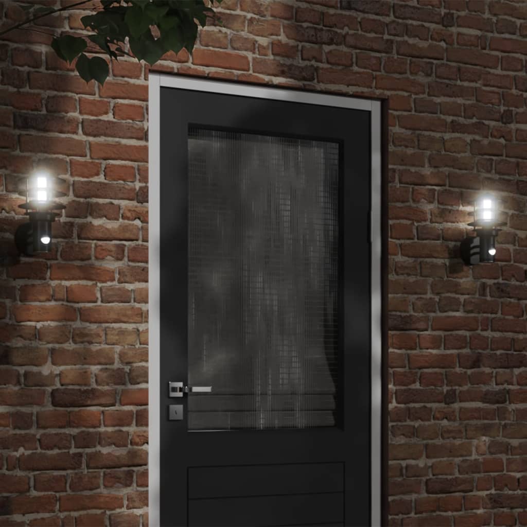 Vidaxl utendørs vegglampe med sensor rustfritt stål svart