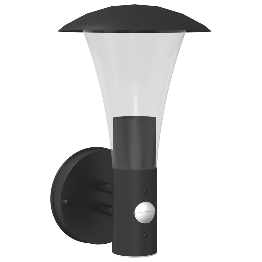 Vidaxl Outdoor wall lamp with Sensor Stainless Steel Black