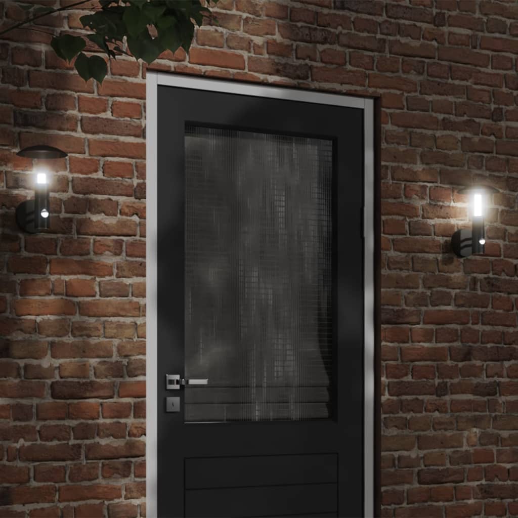 Vidaxl Outdoor wall lamp with Sensor Stainless Steel Black