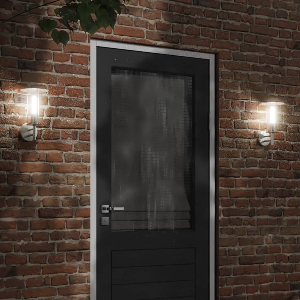 Vidaxl utomhus vägglampa rostfritt stål silverfärgad