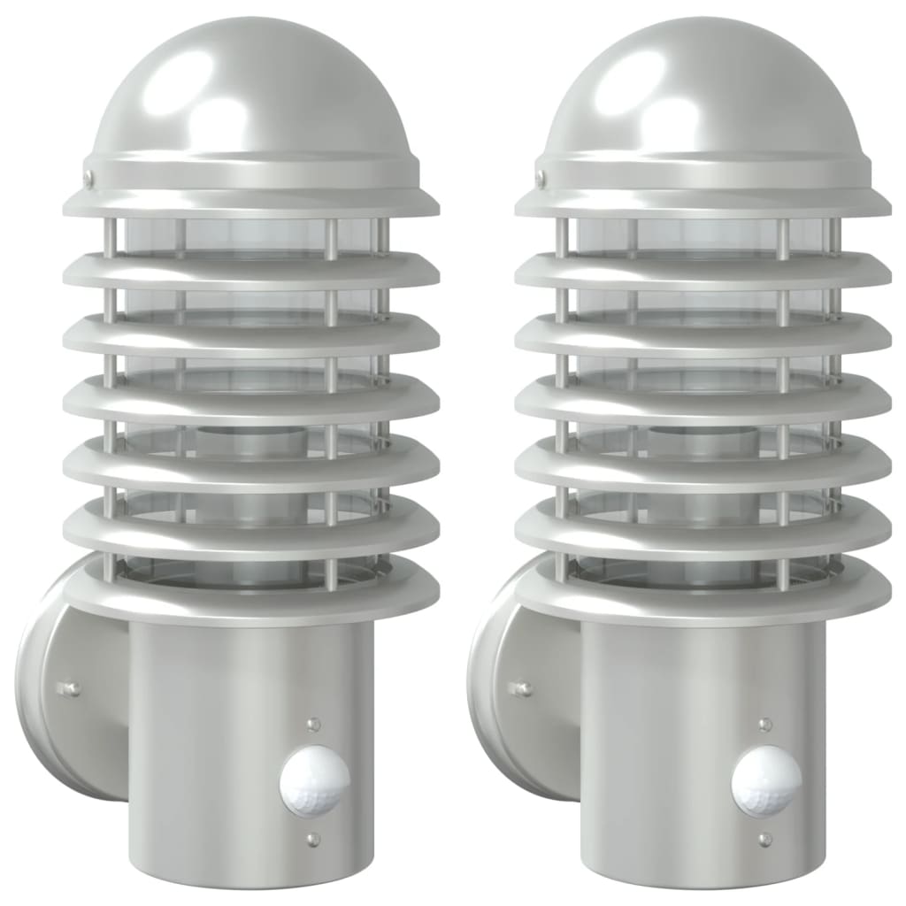 Vidaxl Outdoor Mauer Lampe 2 st mat Sensoren Edelensteier Sëlwerfaarf faarweg