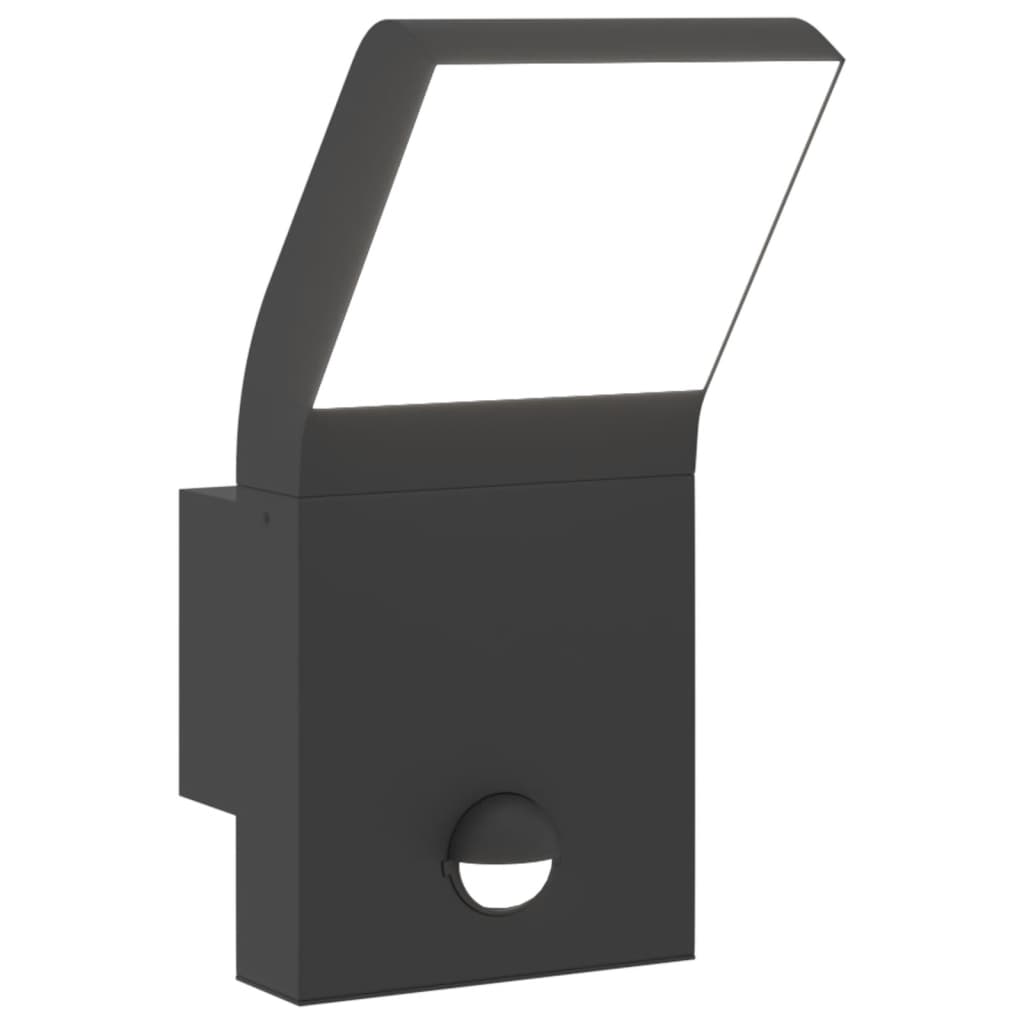 Vidaxl Zunanja stenska svetilka LED s senzorji Aluminium Black