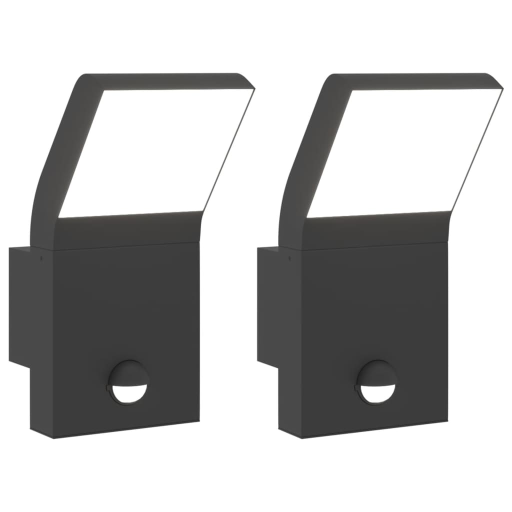 Vidaxl outdoor wall lamps 2 st led with sensors cast aluminum black