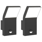 Vidaxl outdoor wall lamps 2 st led with sensors cast aluminum black