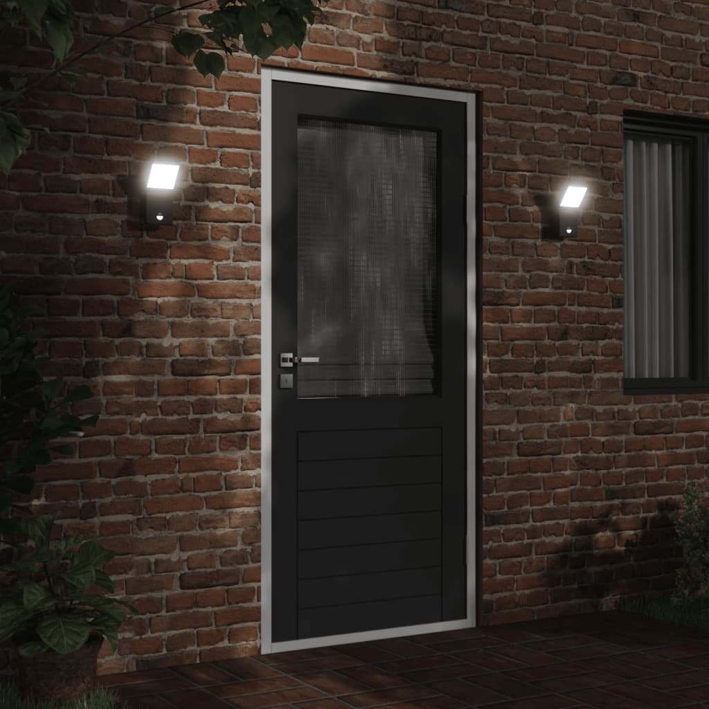 Vidaxl outdoor wall lamps 2 st led with sensors cast aluminum black