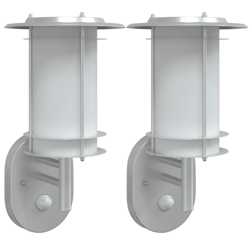 Vidaxl Outdoor Mauer Lampe 2 st mat Sensoren Edelensteier Sëlwerfaarf faarweg