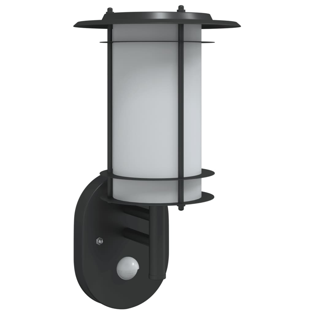Vidaxl Lámpara de pared al aire libre con sensor de acero inoxidable negro