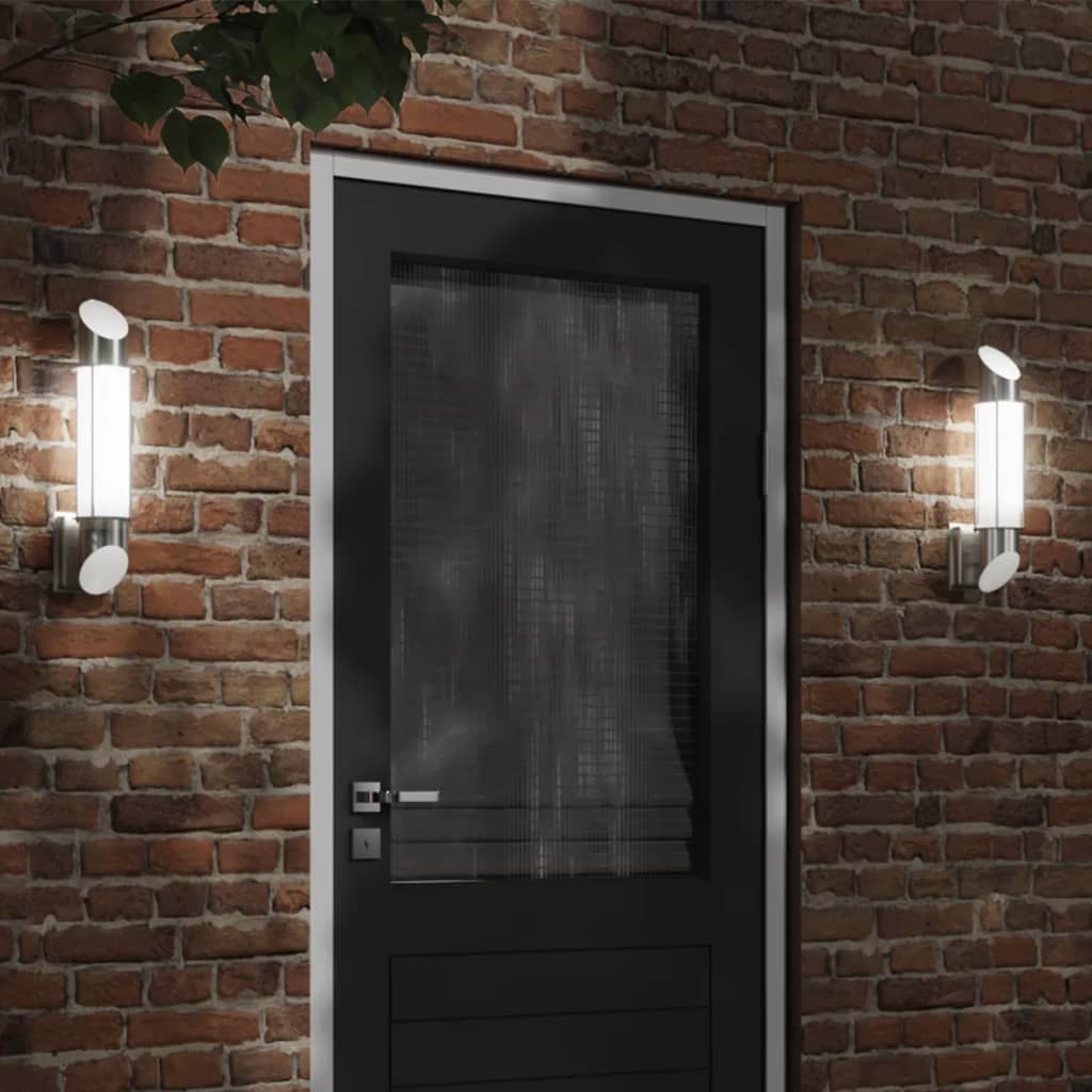 Vidaxl utomhus vägglampa rostfritt stål silverfärgad