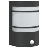 Vidaxl zewnętrzna lampa ścienna z czujnikiem ze stali nierdzewnej czarny