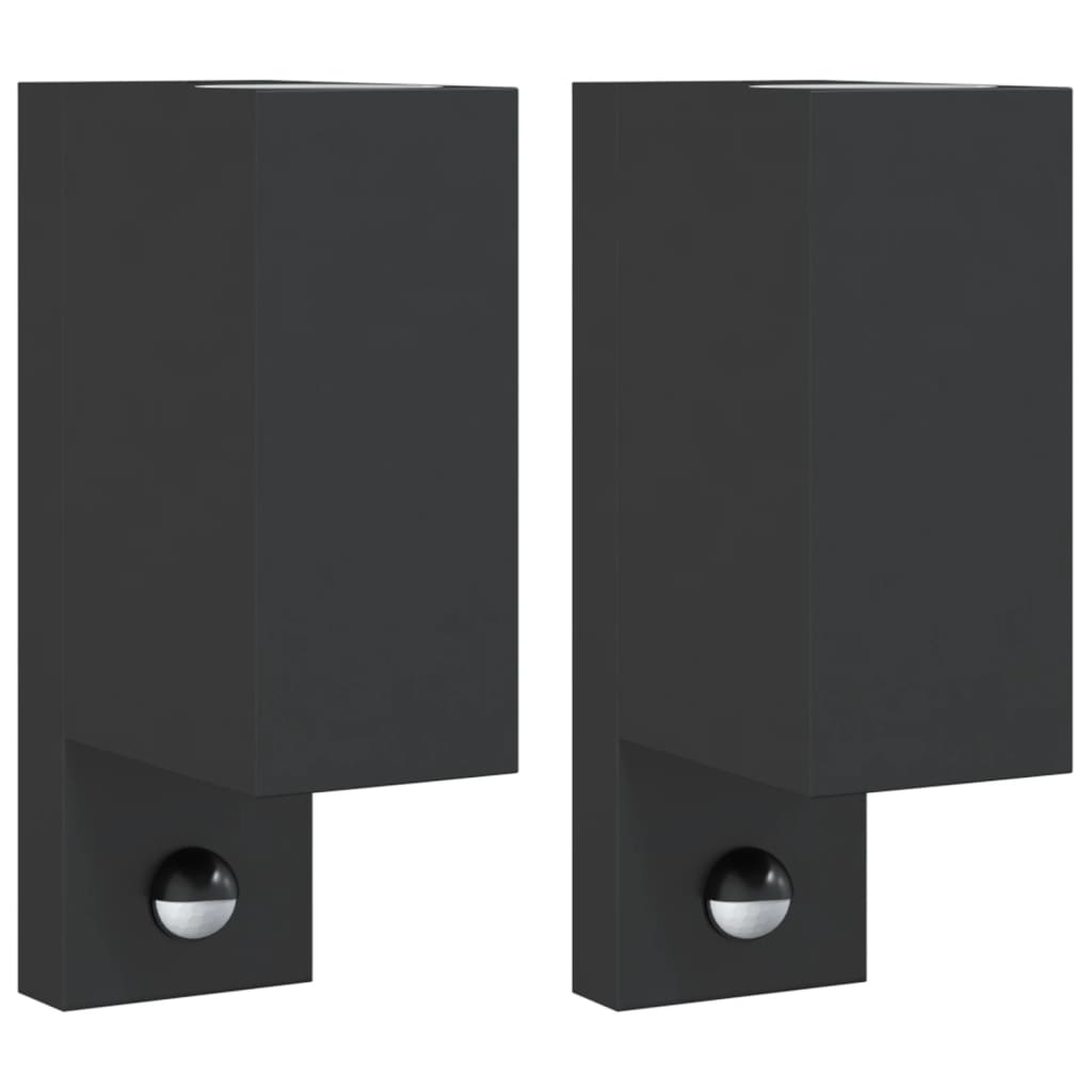 Vidaxl Lámparas de pared al aire libre 2 pts con sensores de aluminio fundido negro