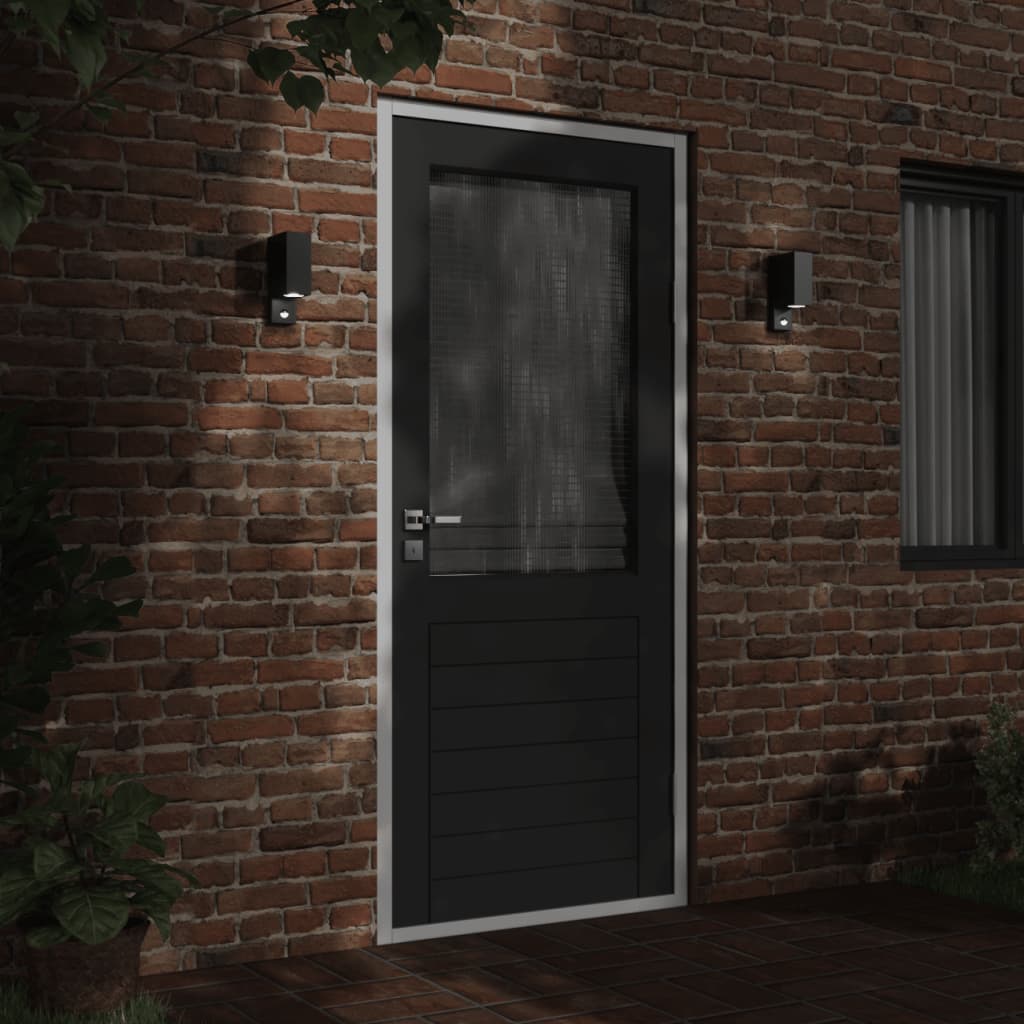Vidaxl Lámparas de pared al aire libre 2 pts con sensores de aluminio fundido negro