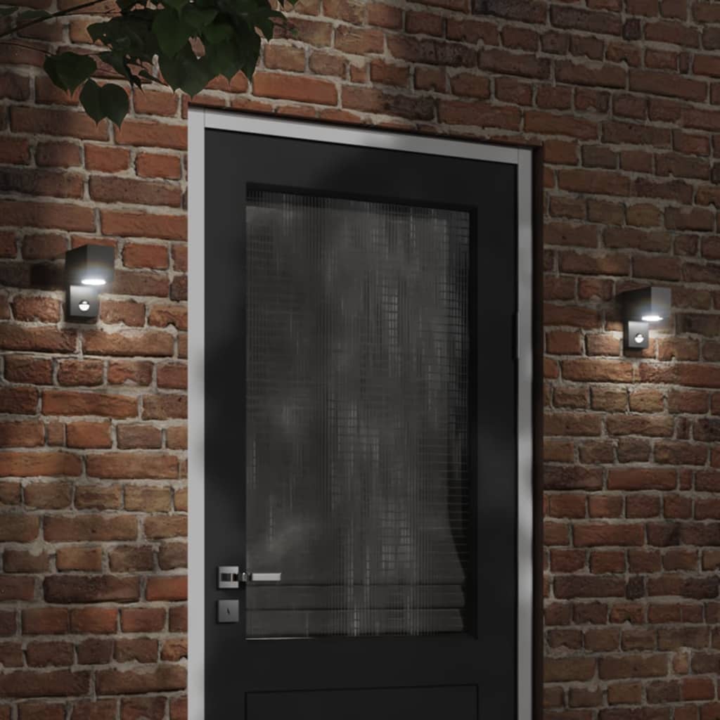 Vidaxl utendørs vegglampe med sensor støpt aluminiumsvart